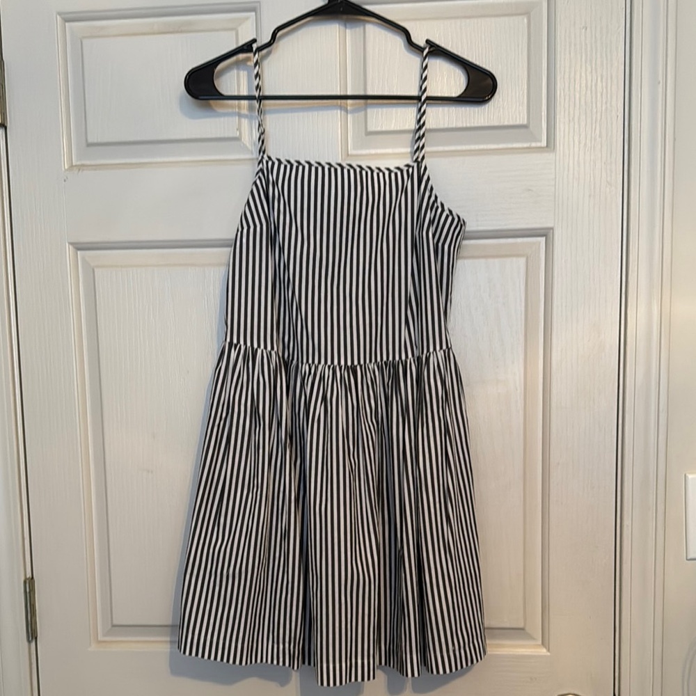 Black and White Striped Kids Dress